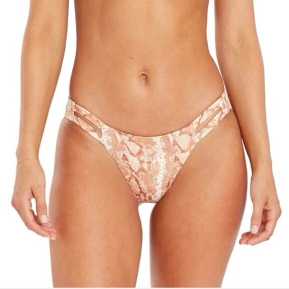 Vitamin A NWT Neutra Sand Snakeskin Print Bikini Bottoms Medium - Picture 1 of 8